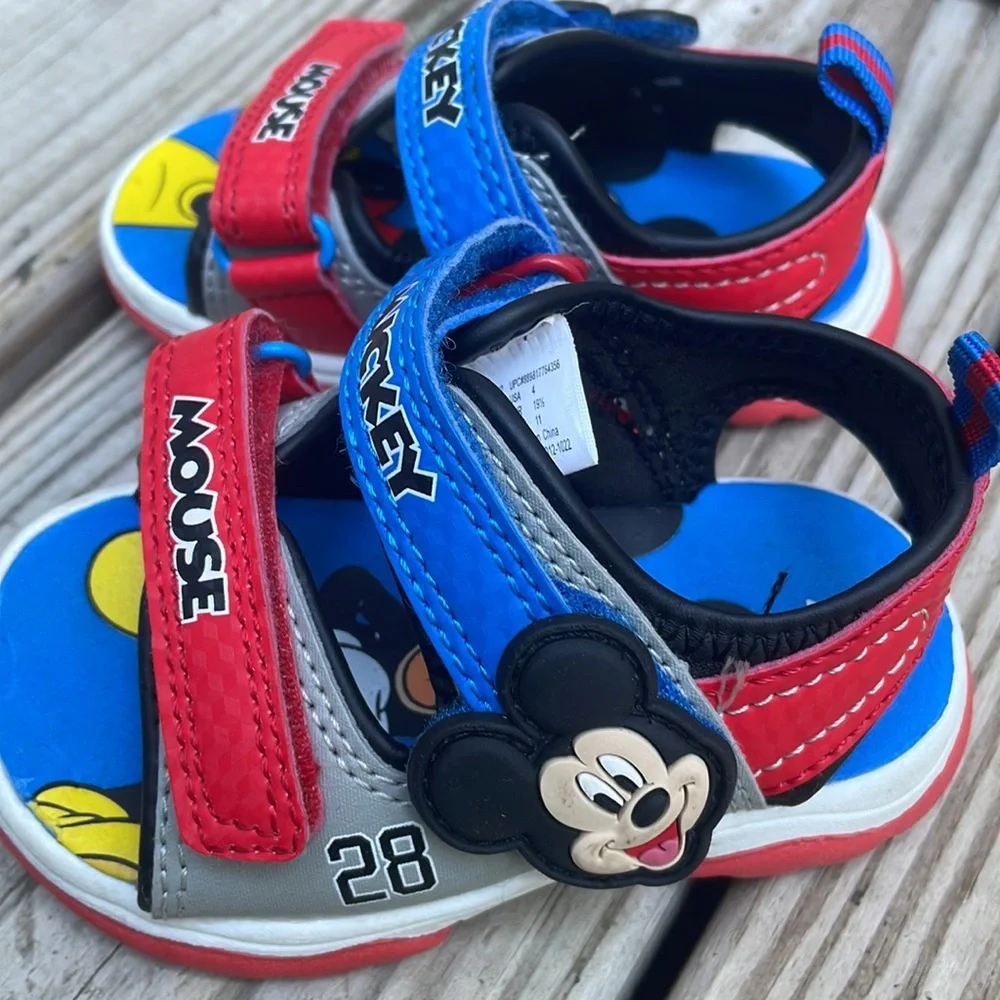 Disney Mickey Mouse Toddler Sandals Size 4 Blue Red